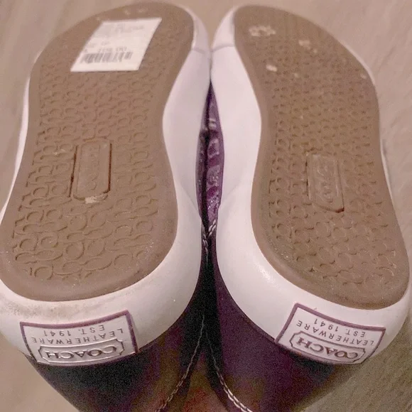 [Coach] Signature Shearling Flat Sneaker Tennis Shoes in Purple Lilac Womens 5.5 - Picture 11 of 15